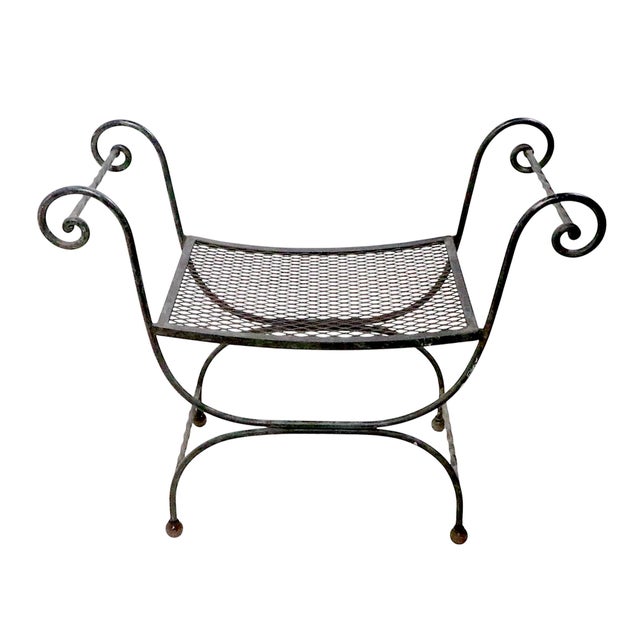 Mid 20th Century Hollywood Regency Wrought Iron Saddle Seat Bench For Sale In New York - Image 6 of 13