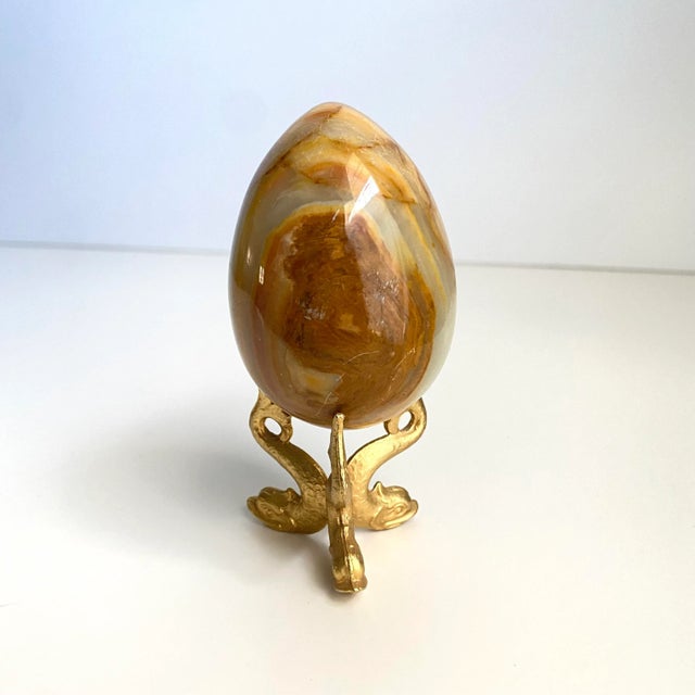 Vintage Petite Banded Onyx Agate Egg Brass Dolphin Stand Such a charming little piece, add this to your collection or...