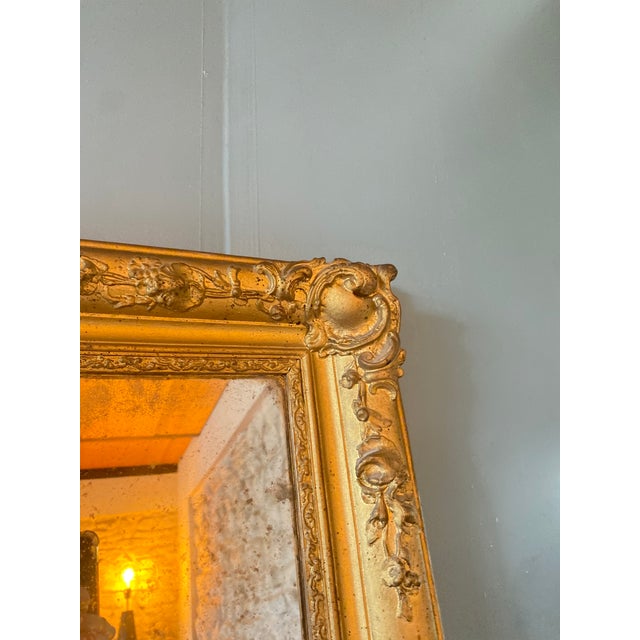 Gold Antique Empire Stucco and Gilt Wood Mirror, 1800s For Sale - Image 8 of 9