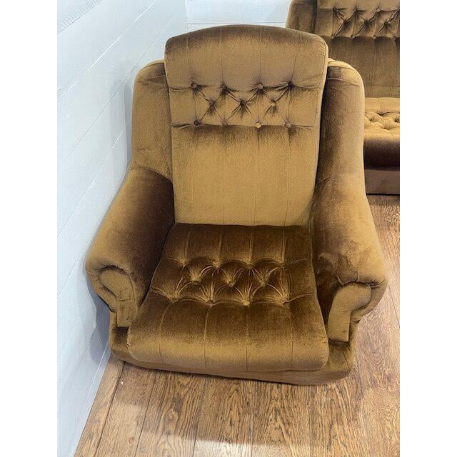Vintage Polystyrene Golden Brown Seating by Tatra Nabytok, 1960, Set of 3 For Sale - Image 6 of 18