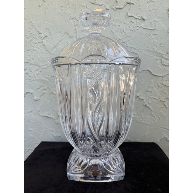 Block Crystal Vintage Block Crystal 24% Full Lead Crystal Lidded Urn Candy Jar For Sale - Image 4 of 11