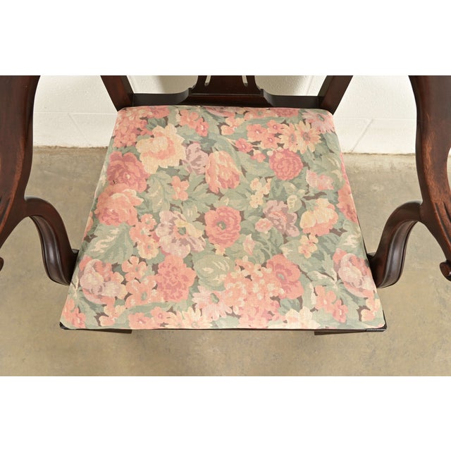 Wood Ethan Allen Georgian Carved Mahogany Armchair For Sale - Image 7 of 14
