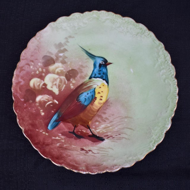 Alabaster Antique Limoges France Hand Painted Game Bird Plate Guerin Porcelain Gold For Sale - Image 8 of 14