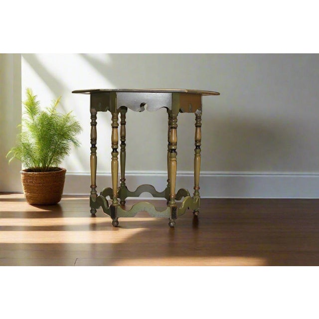 1950s Vintage Hexagon Center Table | Green and Gold By| St. Johns Tables For Sale - Image 5 of 5