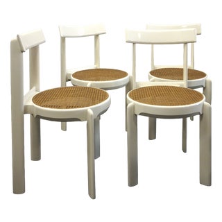 Italian White Lacquered Chairs, 1970s, Set of 4 For Sale