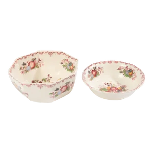 Vintage Mason's Ironstone Serving Bowls - Fruit Basket Pattern- Set of 2