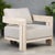 Mid-Century Modern Paradiso Outdoor Solid Teak Wood Chair Natural Look - Grey Fabric For Sale - Image 3 of 9