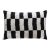 Hand-Knotted Silk Velvet Ikat Lumbar Pillow - 16x24 Black & Silver White For Sale