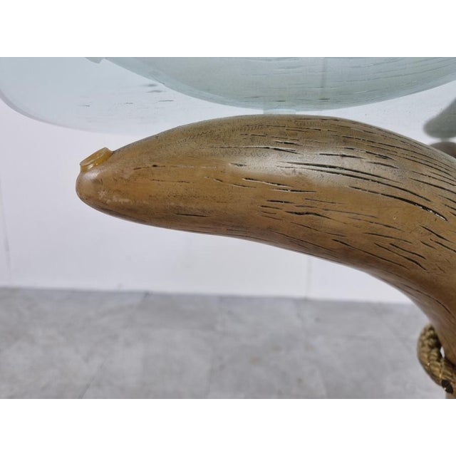 Glass Vintage Faux Tusk Center Table or Side Table, 1970s For Sale - Image 7 of 12