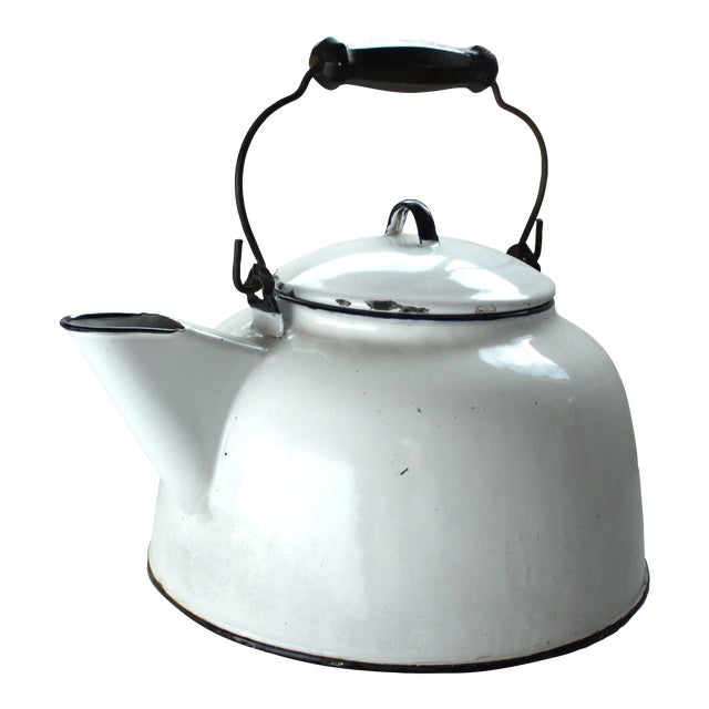Antique European White Enamel Coffee Kettle/Large Spout Chairish