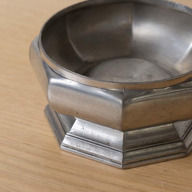 Silver 1930s French Art Deco Pewter Octagon Dish For Sale - Image 8 of 12