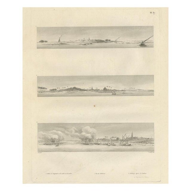 After Dominique Vivant Denon, Napoleonic Egypt Campaign: Three Panoramic Views Along the Nile, 1802, Engraving on Paper For Sale - Image 10 of 10
