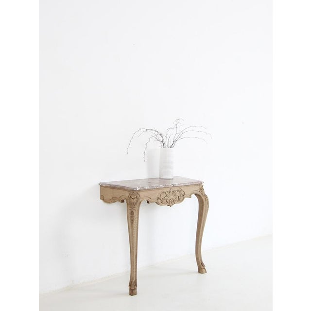 Small Louis XV Oak and Marble Top Console Table, 1920s For Sale - Image 4 of 18