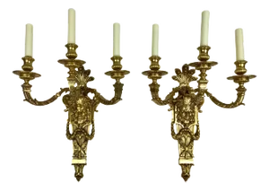 Large and Impressive Pair of Bronze Sconces by E. F. Caldwell