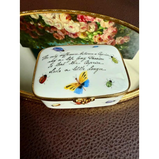Beautiful Tiffany & Co. Le Tallec Private Stock Limoges Vintage Hand Painted Porcelain Jewelry/ Trinket Box, Butterflies...