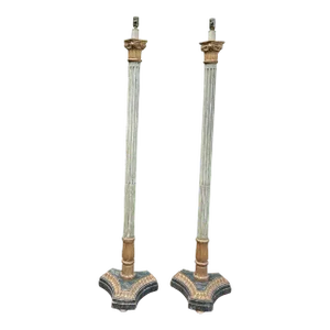 Pair of 1920s Italian Painted and Giltwood Floor Lamps