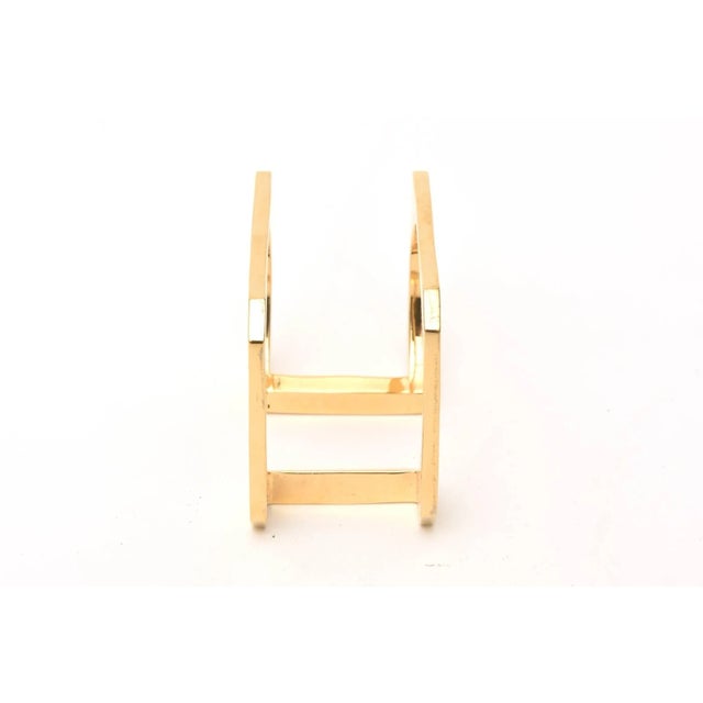 Metal Vintage Gold Plated Sculptural and Architectural Modernist Cuff Bracelet For Sale - Image 7 of 10