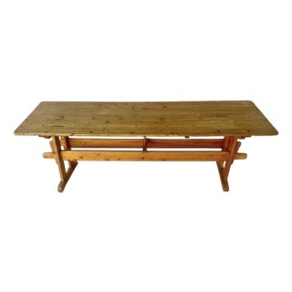 Danish Rustic Pine Dining Trestle Table, 19th Century For Sale