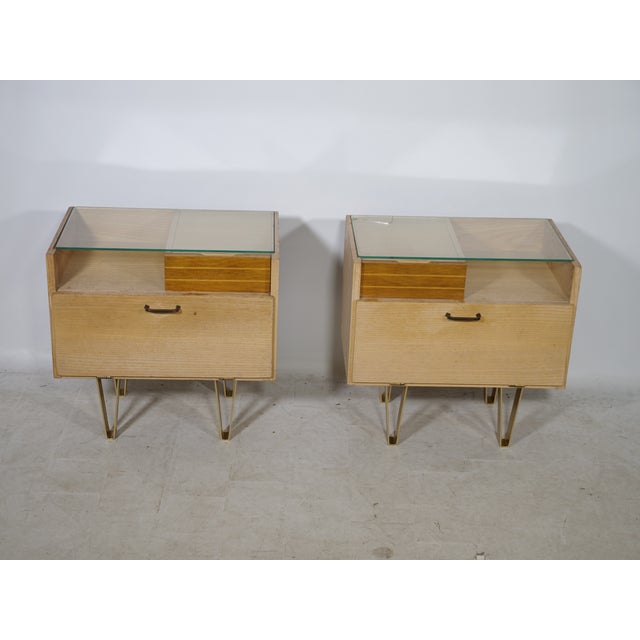 Mid-Century Wooden Nightstands with Metal Legs, 1960s, Set of 2 For Sale - Image 9 of 14