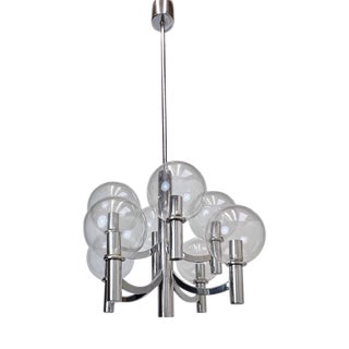 Vintage Chromed and Glass Pendant Light from Kaiser-Leuchten, 1960s For Sale
