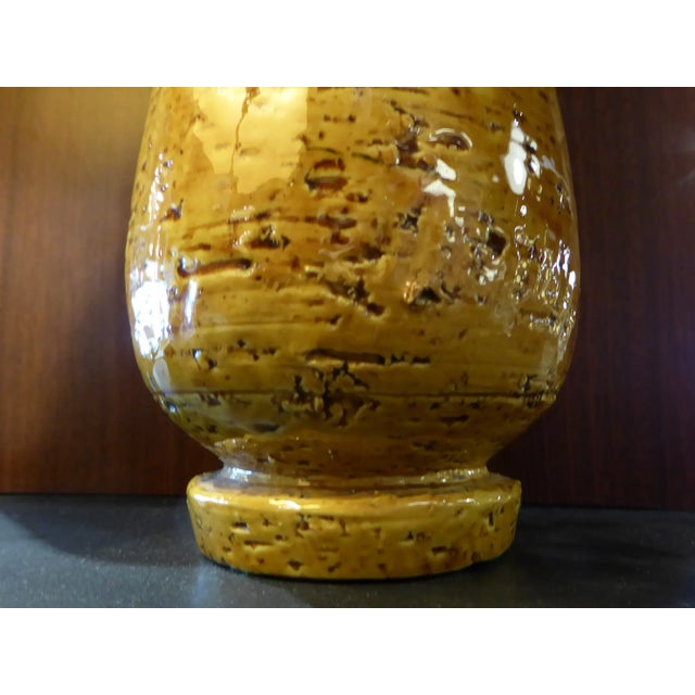 Mustard 1940s Gunnar Nylund for Röstrand Organic Modern Mustard Yellow Chamotte Vase For Sale - Image 8 of 13