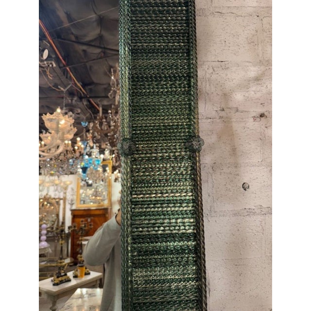Early 21st Century Modern Murano Glass Twist Mirror in Dark Green For Sale - Image 5 of 5