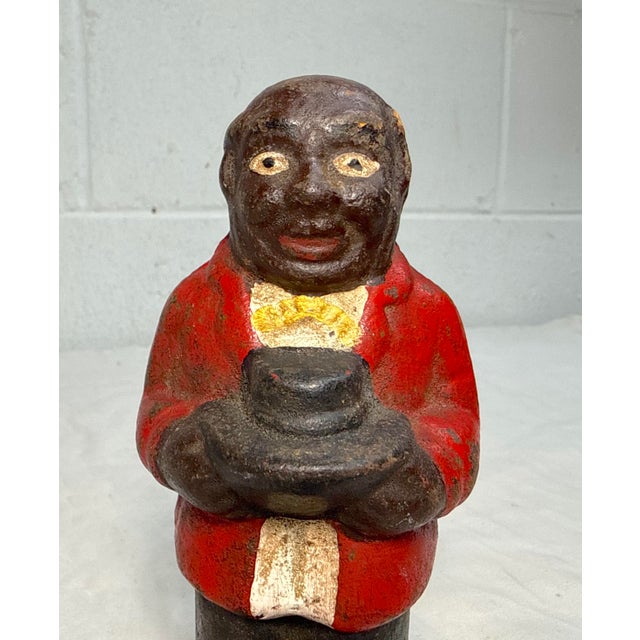1920s Antique Original Early 1900's Uncle Moses Cast Iron Coin Still Bank Americana For Sale - Image 5 of 12