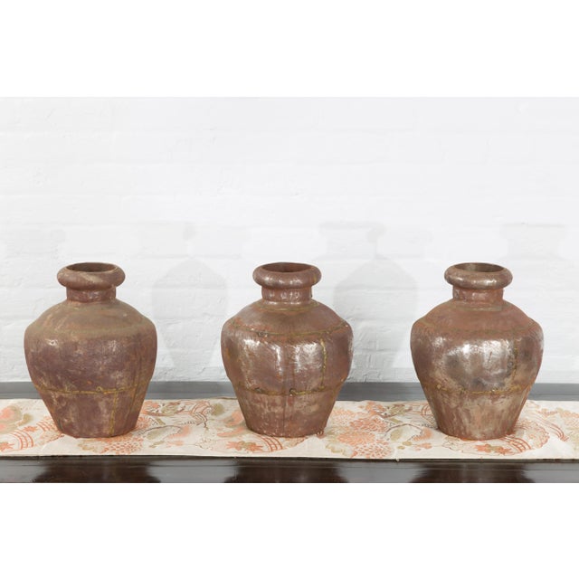 19th Century Indian Metal Vessels with Weathered Patina - Set of 3 For Sale - Image 10 of 13