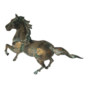 Vintage Cast Iron Horse Figurine With Verdigris Finish Toyo Japan 1970s