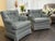 Wood Vintage Mid-Century Tufted Damask Skirted Club Chairs - Attributed to Ethan Allen (A Pair) For Sale - Image 7 of 12