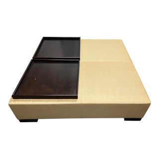 Holly Hunt Christian Liaigre Galet Large Upholstered Ottoman + Two Trays For Sale