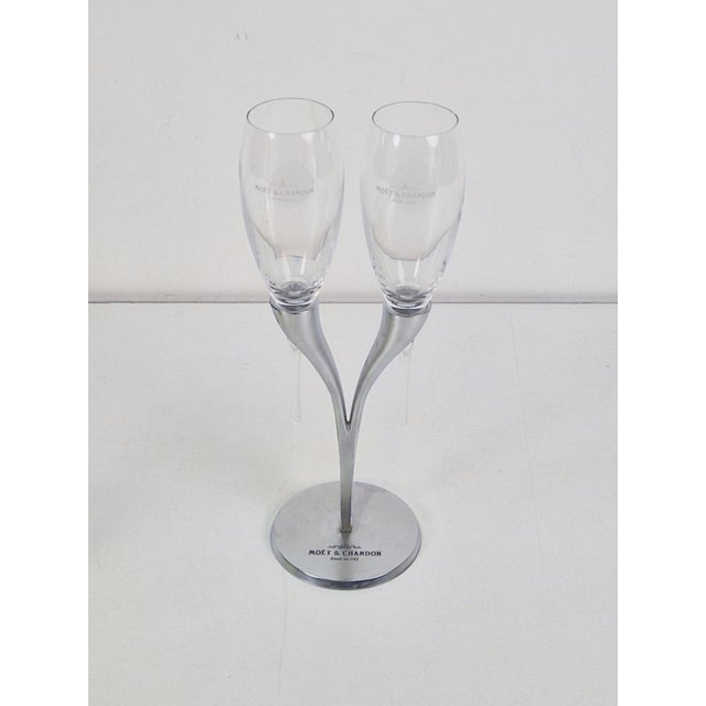 Crystal Champagne Flutes in Holder by Philippe Di Meo for Moët & Chandon, 1980s, Set of 2 For Sale - Image 13 of 14