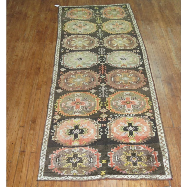 Mid 20th Century Vintage Anatolian Turkish Carpet - 4'5" X 12'4" For Sale - Image 5 of 6