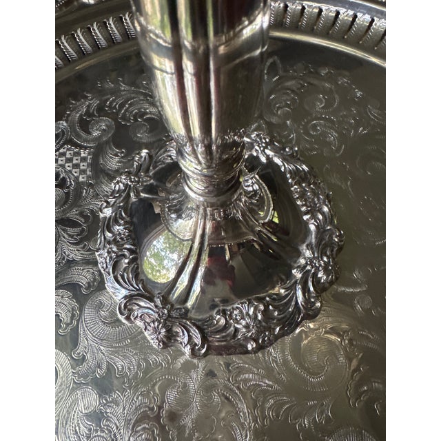 Midcentury Sheffield Silverplate Heavy 3 Arm Candelabra Made in Italy For Sale - Image 12 of 13