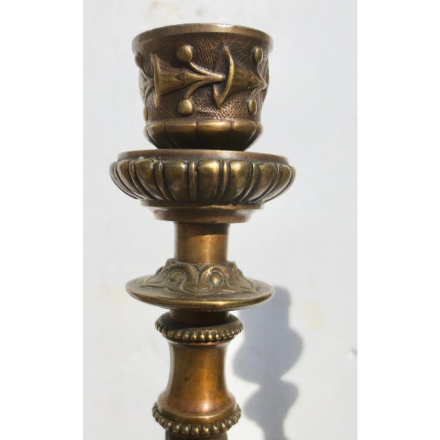 Metal French Empire Neo-Classical Candlesticks - A Pair of 2 For Sale - Image 7 of 16
