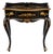 Italian Petite Hand Painted Gilt Chinoiserie on Black Lacquer Side Table Desk For Sale