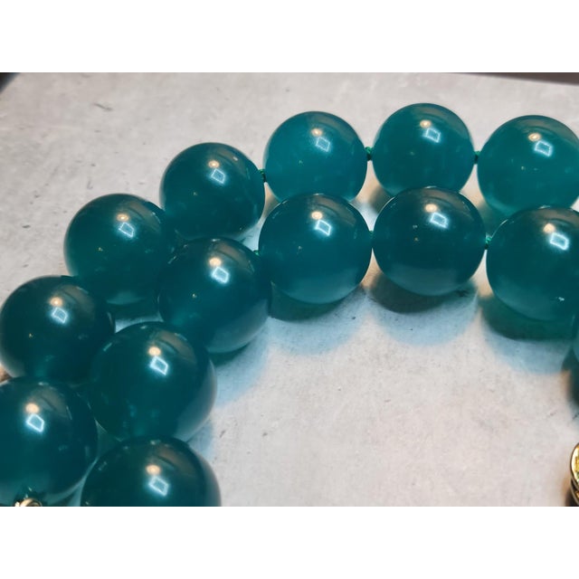 Mozambique Amazonite Beaded Necklace With Gold Plated Amazonite Clasp For Sale - Image 4 of 11