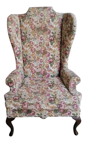 Bergere Armchair with Floral Fabric