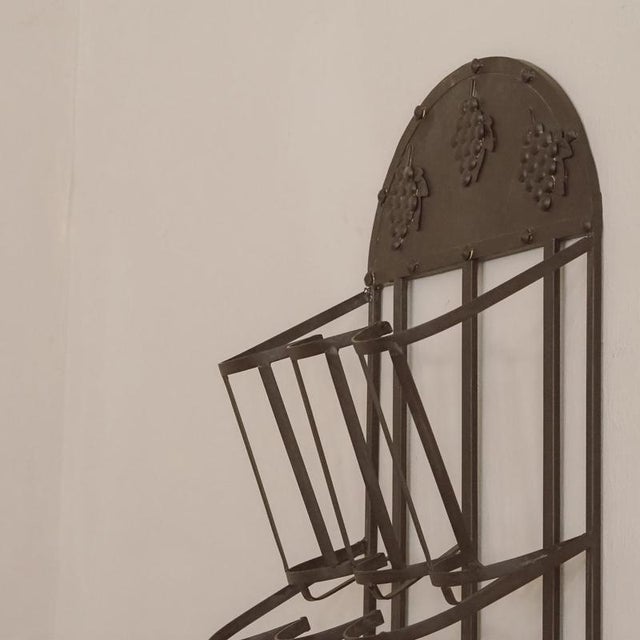 Wall-Mounted Metal Wine Rack with Grape Relief For Sale - Image 5 of 13