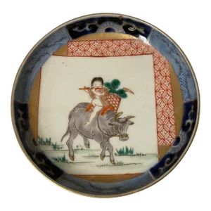 19th Century Imari Porcelain Plate Boy on a Buffalo