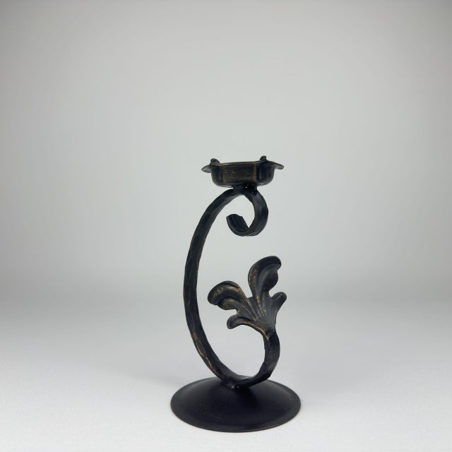 Verdant Candlestick | Handcrafted Metal Leaf Design Candle Holder for Botanical Decor For Sale - Image 4 of 7