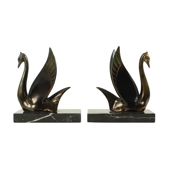 1930s French Art Deco Swan Bookends, 1930s, Set of 2 For Sale - Image 5 of 18