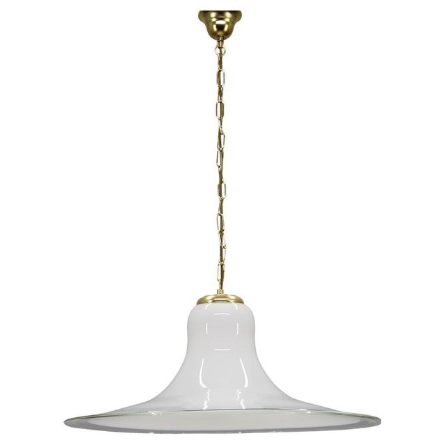 Mid-Century Modern Italian Glass and Brass Pendant Light, 1960s For Sale - Image 12 of 12