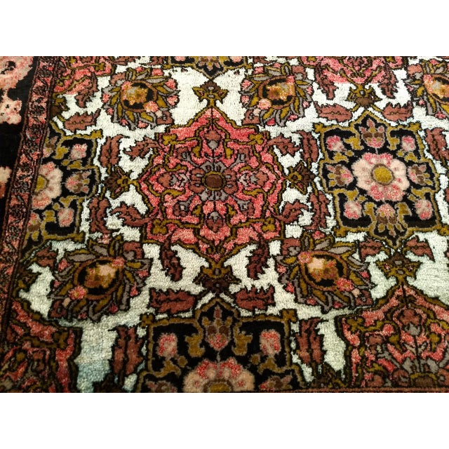 Vintage Afghan Silk Room Size Rug in Allover Pattern in Ivory, Burgundy, Brown For Sale - Image 13 of 15
