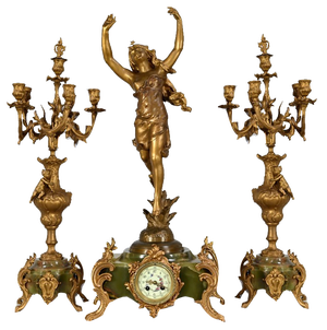 La Nuit Mantel Set by H. Kossowski II, 1900s, Set of 3