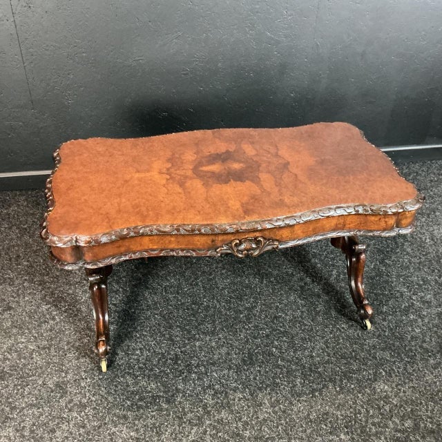 Victorian Burr Walnut Coffee Table, 1865 For Sale - Image 4 of 8