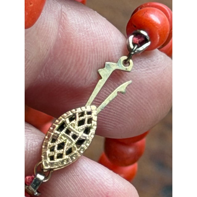Genuine Red Coral Necklaces, Hand-Knotted Strands in Natural Coloration, a Pair For Sale - Image 6 of 15