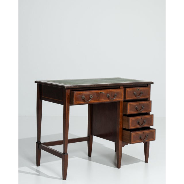 Traditional 19th Century France Edwardian Brown Wood Writing Desk For Sale - Image 3 of 11