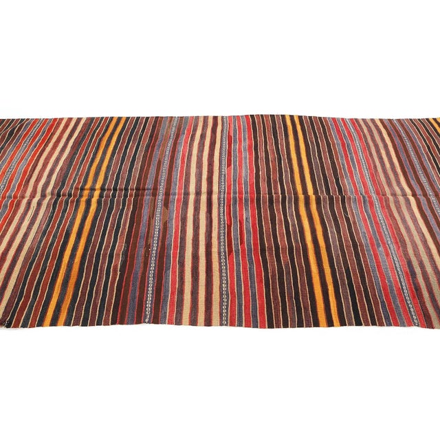 Mid 20th Century Striped Turkish Vintage Kilim Rug For Sale - Image 4 of 7