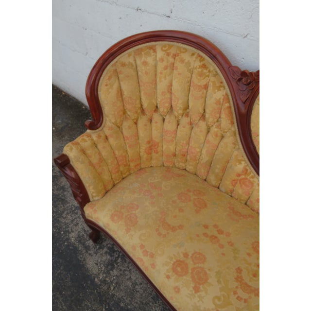 Mid 20th Century Victorian Kimball Carved Solid Mahogany Sofa Couch 6219 For Sale - Image 15 of 18